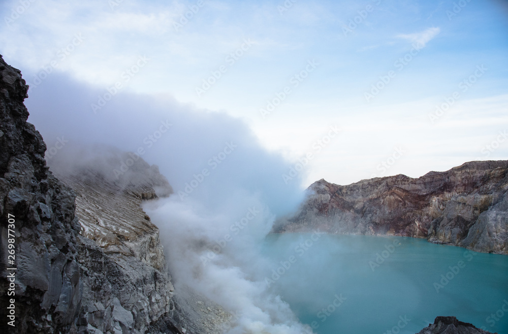 Volcano ejecting large amounts of gas