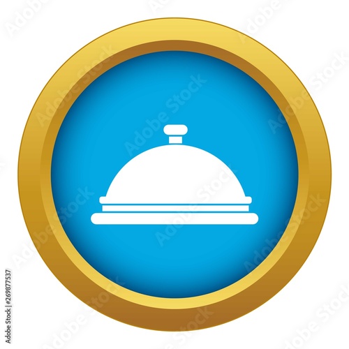 Restaurant cloche icon blue vector isolated on white background for any design