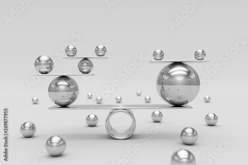 Perfect harmony of shiny chrome balls.Teamwork,Risk and Balance concept. 