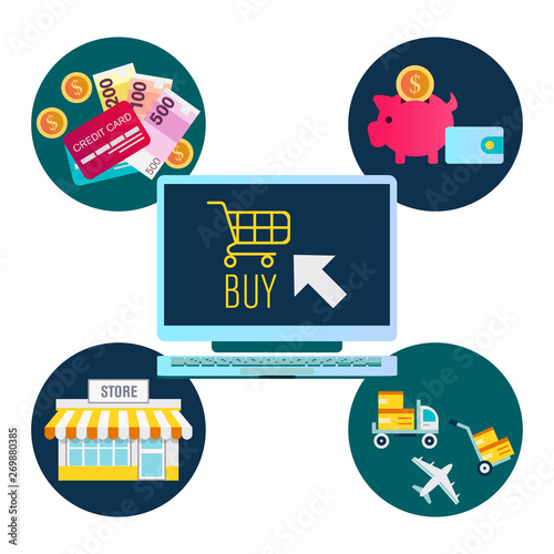 Online shop concept for web banner website vector image