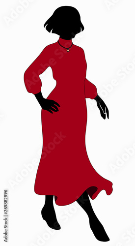 Fashion model. Silhouette of a woman in dress