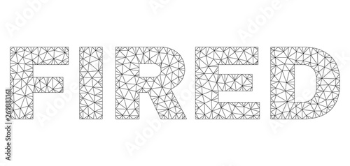 Mesh vector FIRED text label. Abstract lines and dots are organized into FIRED black carcass symbols. Linear carcass 2D triangular mesh in vector EPS format.