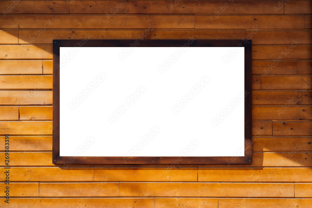 Blank wooden frame picture on wood background Blank wooden frame picture on wood background