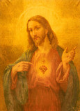 ACIREALE, ITALY - APRIL 11, 2018: The painting of Heart of Jesus Christ in Basilica Collegiata di San Sebastiano.