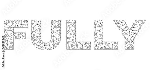 Mesh vector FULLY text. Abstract lines and spheric points form FULLY black carcass symbols. Linear frame flat polygonal mesh in eps vector format.