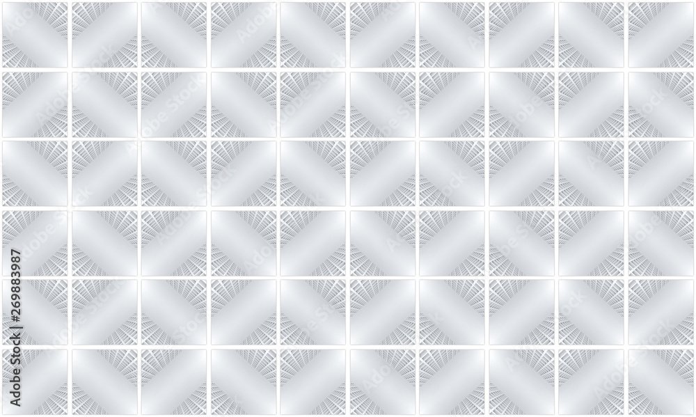 Fototapeta premium 3d rendering. seamless gray modern square grid art pattern ceramic tiles design texture wall background.
