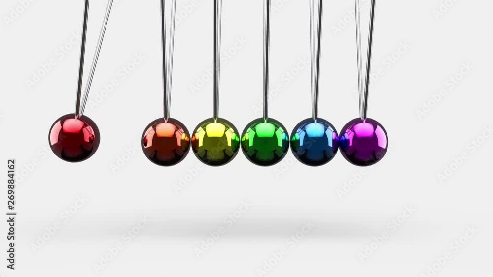 loopable of movement motion of hanging LGBT rainbow color pendulum footage on gray background with alpha channel. loopable of movement motion of hanging LGBT rainbow color pendulum footage on gray background with alpha channel.