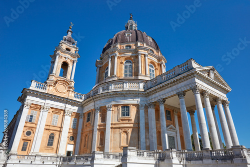 Superga basilica on Turin hills in a sunny summer day in Italy  Unesco heritage site