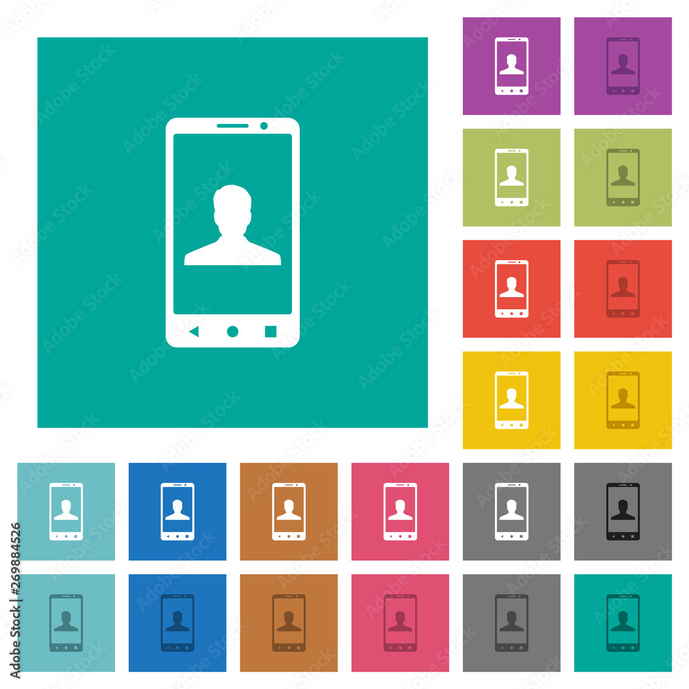Video call square flat multi colored icons Video call square flat multi colored icons