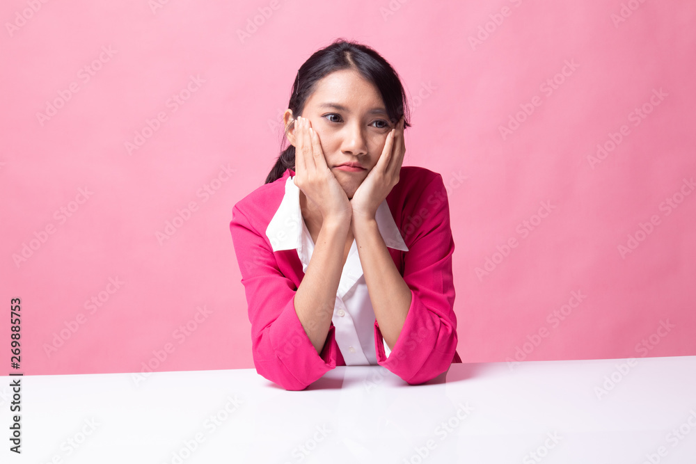 Asian girl with sad emotion.