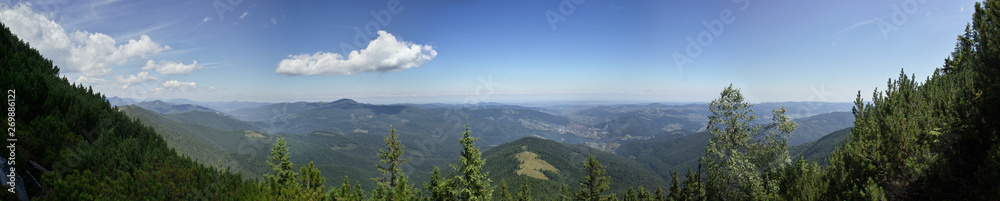 Beauty of the nature on Carpathian Mountains landscape: Yavirnik Gorgan view from the summit. Panorama.
