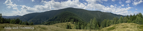 Beauty of the nature on Carpathian Mountains landscape: Yavirnik Gorgan view to the summit. Panorama.