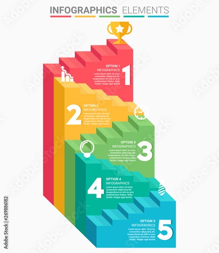 INFOGRAPHICS Business Staircase element design the number