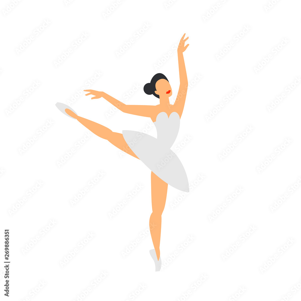 Obraz premium Ballet dancer. Dancing ballerina on a white background. flat style