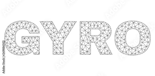 Mesh vector GYRO text. Abstract lines and points form GYRO black carcass symbols. Wire carcass flat triangular mesh in vector format.