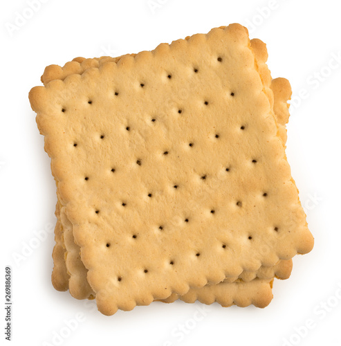 Fotografia Stack of tasty square biscuits, cookies isolated on a white background