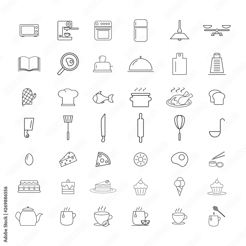 Set of cooking icons prepare the dishes Set of cooking icons prepare the dishes