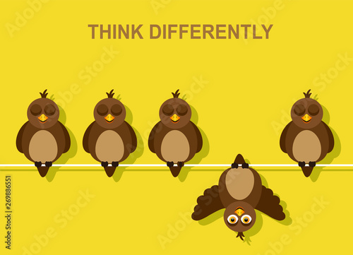 bird, happy, branch, character, cute, cartoon, illustration, fun, sitting, pet, sky, unique, animal, wing, flock, vector, art, blue, upside, beak, down, cloud, group, tree, wire, background, colorful,