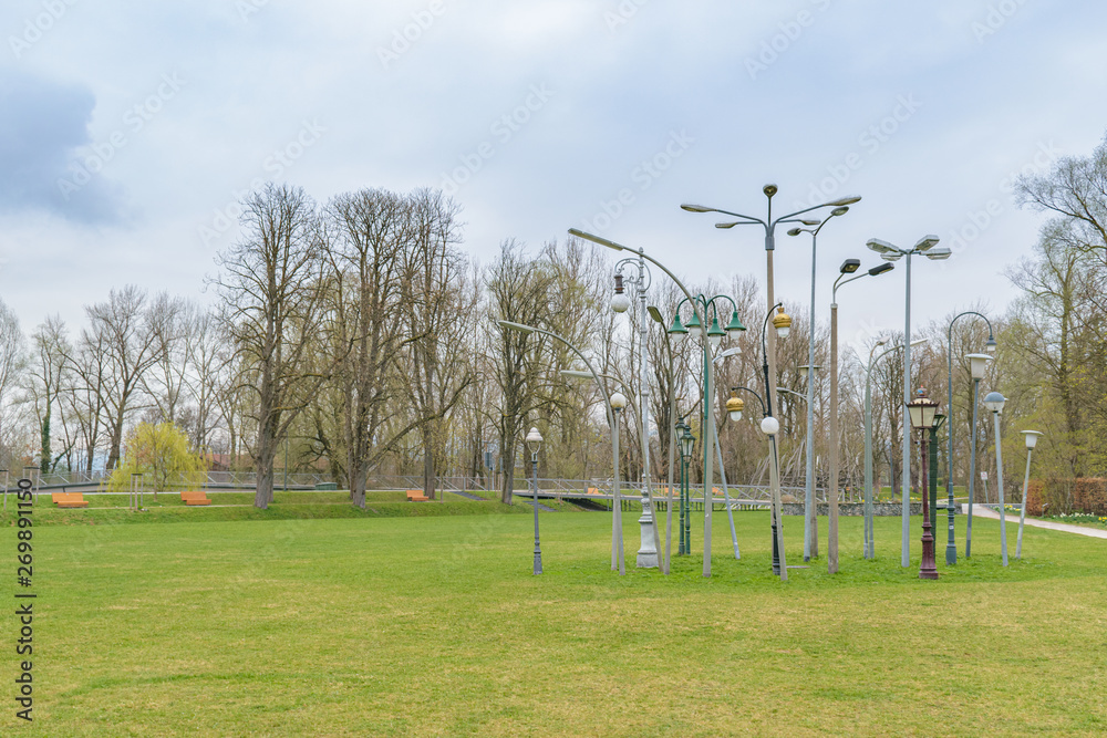 Obraz premium Park near Ichikawa square by the river, at Rosenheim