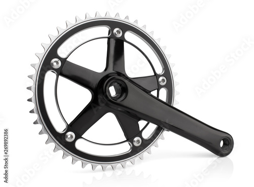 Bike crank set and chain ring isolated