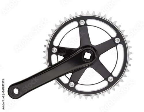 Bike crank set and chain ring isolated