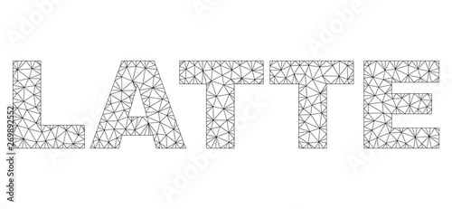 Mesh vector LATTE text. Abstract lines and points form LATTE black carcass symbols. Linear carcass flat triangular mesh in eps vector format.