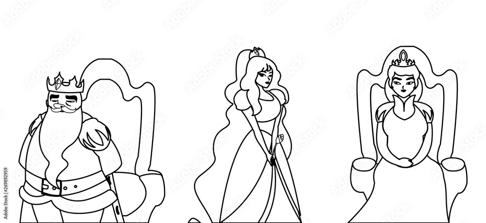 princess with queen and king on throne of tales character princess with queen and king on throne of tales character