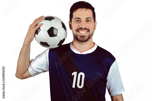 Fotografie, Obraz Man with football ball.
