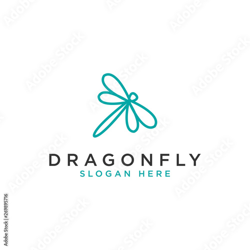 The concept of a dragonfly logo and icon. Logos available in vectors. Minimalist style. - Vector