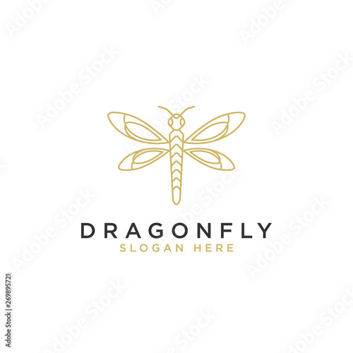 The concept of a dragonfly logo and icon. Logos available in vectors. Minimalist style. - Vector