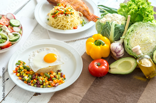 Organic healthy food on the dining table