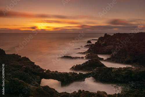 beautiful seascape over the volcanic cliffs of Los Hervideros, Lanzarote