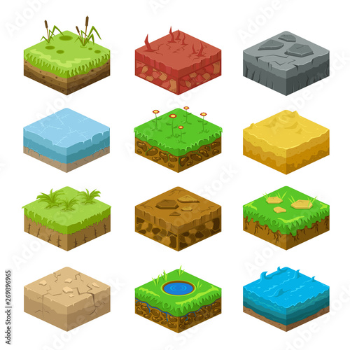 Soil layers vector isometric 3d set