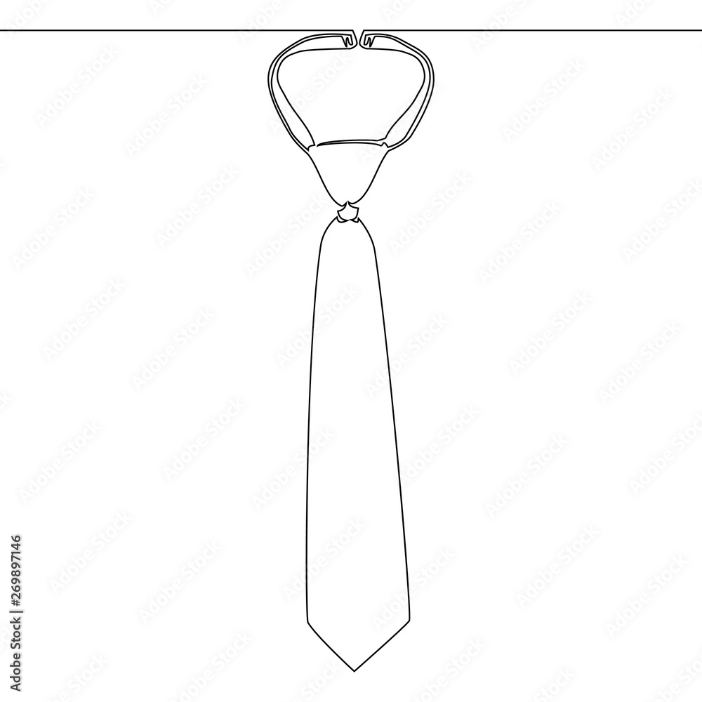 Continuous one line drawing Necktie icon concept