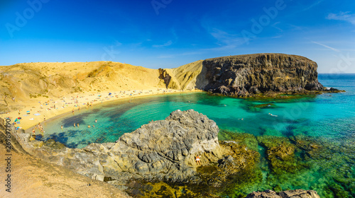 turquoise ocean water in the lagoon at Papagayo beach in Lanzarote