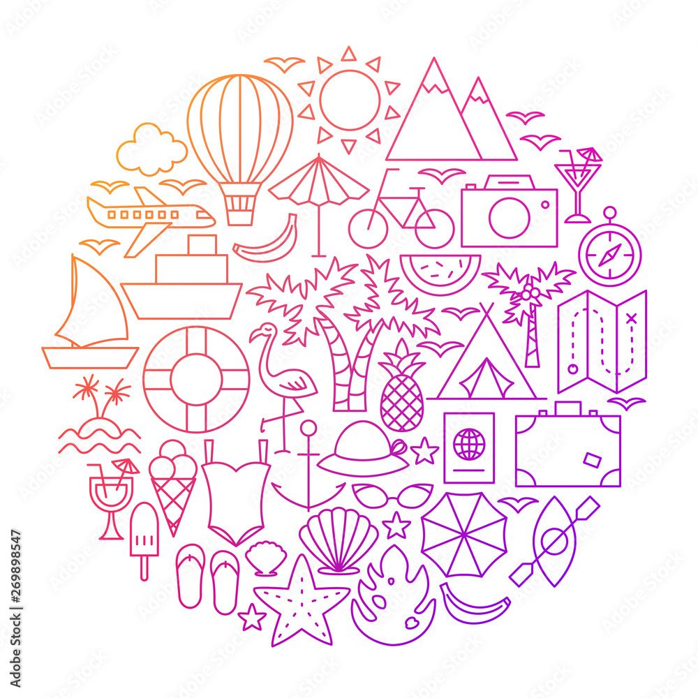 Naklejka premium Summer Line Icon Circle Design