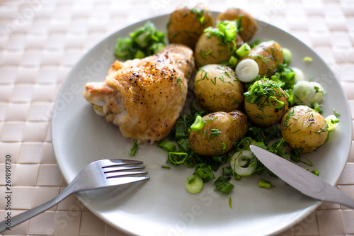 boiled potato with chicken