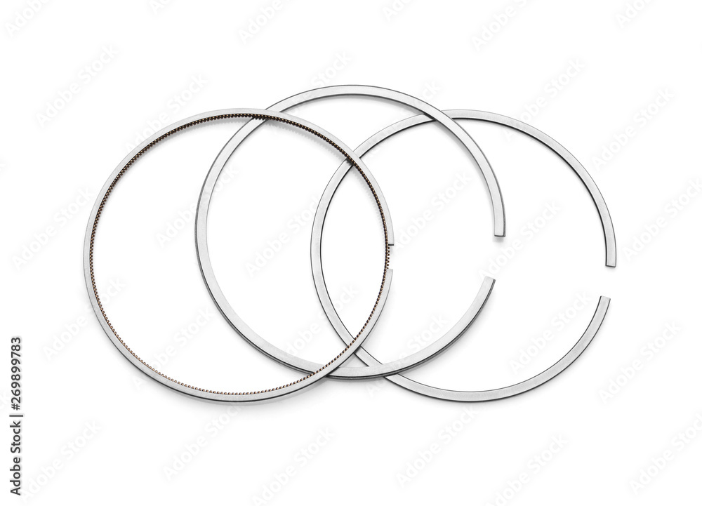 Piston ring set isolated on white background Piston ring set isolated on white background