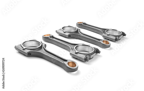 Connecting rod from a car engine isolated on white
