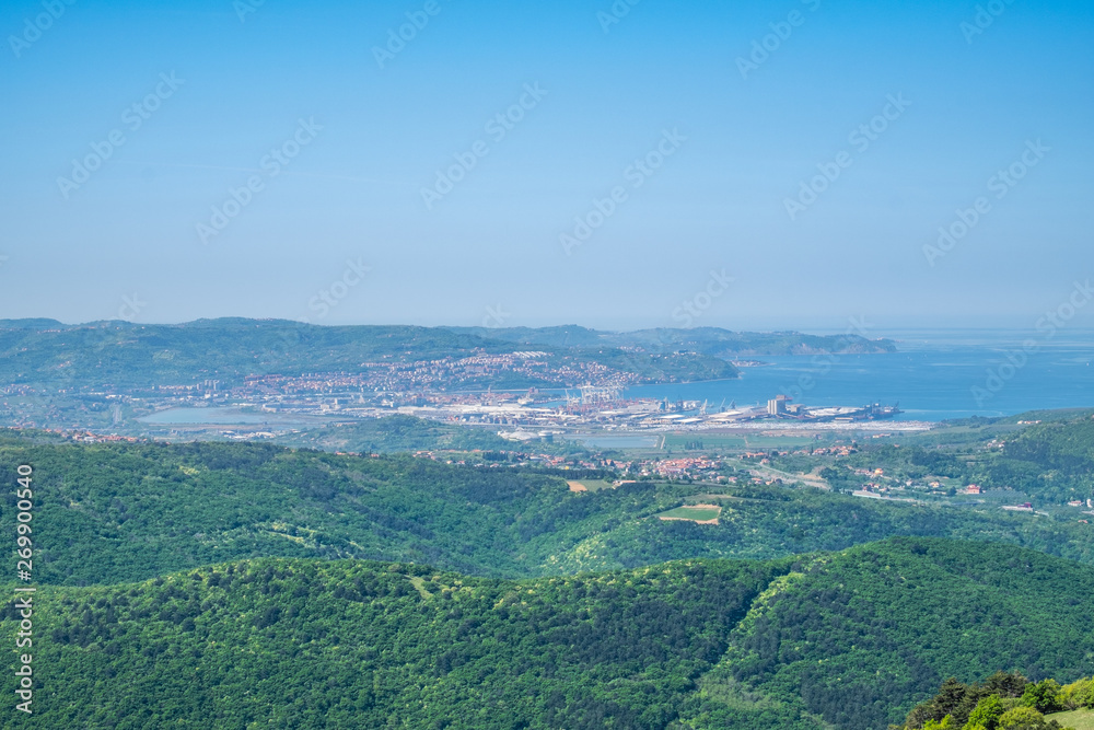 View from castle Socerb to bay of city Koper, Slovenia