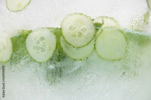 Cucumber infused water frozen horizontal