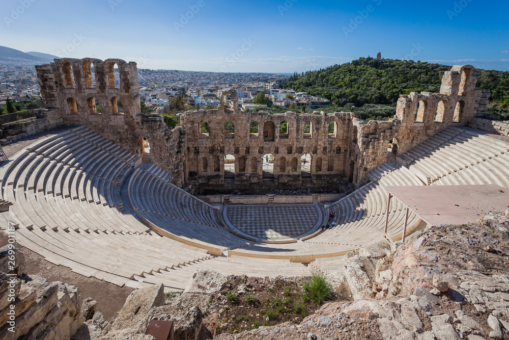 View of Odeo of Herod Atticus, Athens Acropolis