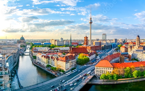 Berlin cityscape with Berlin cathedral and TV tower, Germany