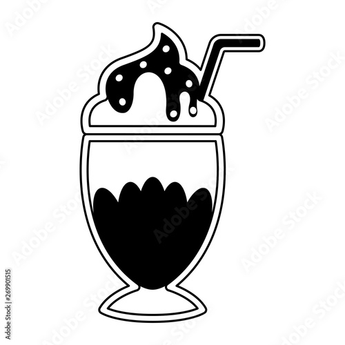 Isolated frappe icon with a straw- Vector