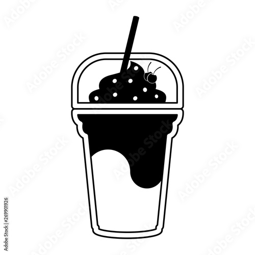 Isolated frappe icon with a straw- Vector