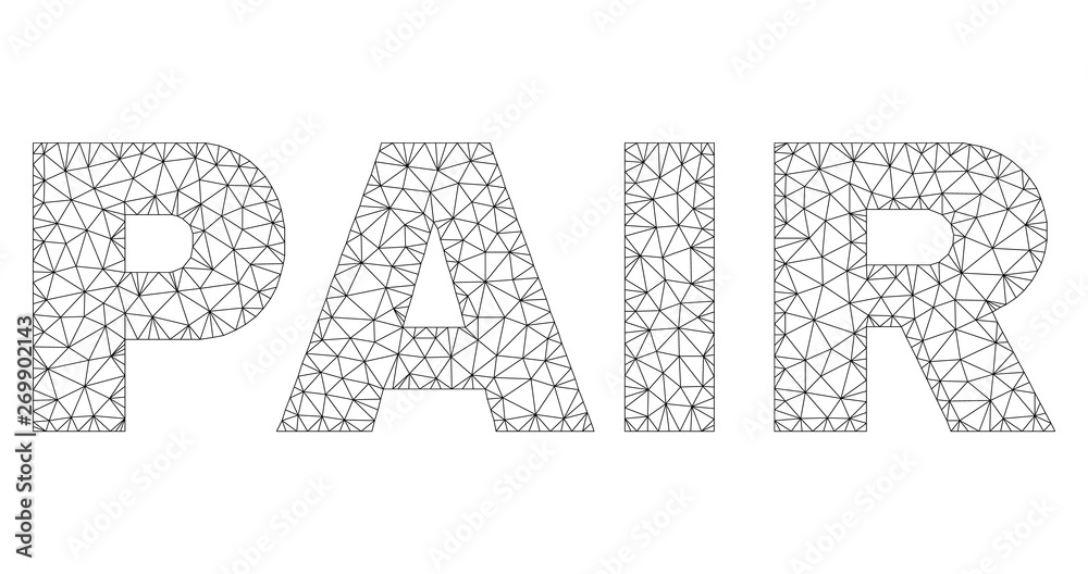 Mesh vector PAIR text caption. Abstract lines and points are organized into PAIR black carcass symbols. Linear carcass flat triangular mesh in eps vector format. Mesh vector PAIR text caption. Abstract lines and points are organized into PAIR black carcass symbols. Linear carcass flat triangular mesh in eps vector format.