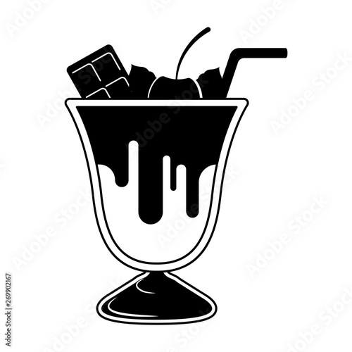 Isolated frappe icon with a straw- Vector