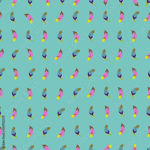 Vector seamless pattern with abstract colorful feathers.
