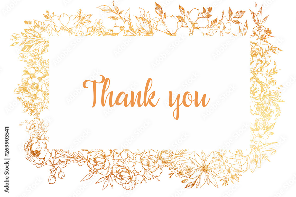 Gold Flowers Greeting Card Template Gold Flowers Greeting Card Template