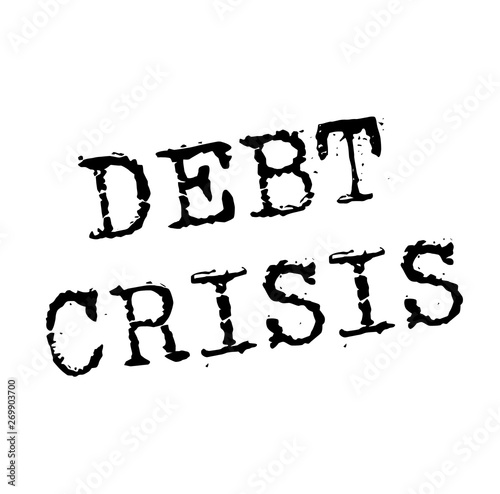DEBT CRISIS stamp on white